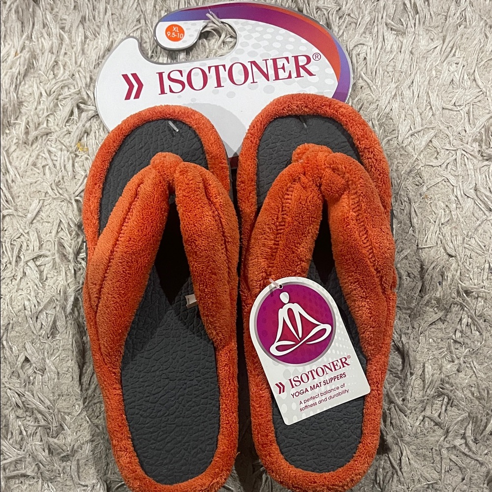 Isotoner Vibrant Orange Yoga Mat Slippers